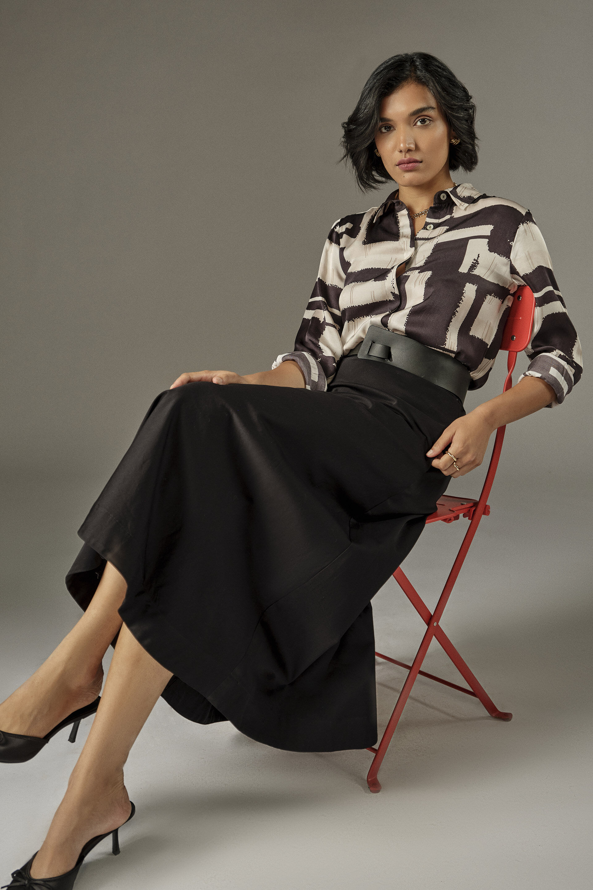 Geometric Print Modal Shirt in Cream, White, image 3
